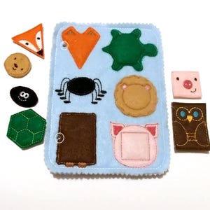 Animal Shapes Matching Quiet Book Page – Felt Learning Toy (5x7) image 1