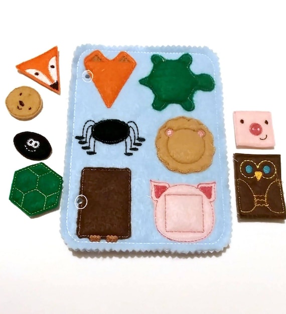 Animal Shapes Matching Quiet Book Page – Felt Learning Toy (5x7)