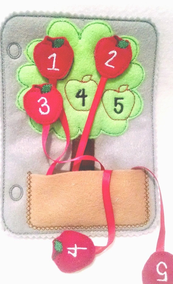 Felt quiet book - Toddler quiet book - Quiet book page - Toddler busy book - Busy book page - Felt busy book - Apple counting page #QB46 Il_570xn