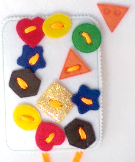 Felt quiet book - Toddler quiet book - Quiet book page - Toddler busy book - Busy book page - Felt busy book - Shapes lacing page #QB63 Il_570xn