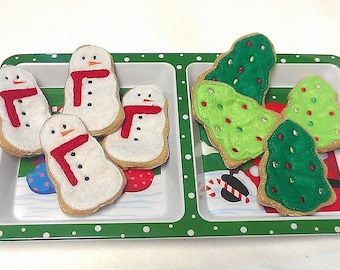 FELT Christmas cookies Snowmen and Christmas trees pretend food  Set Of 8 - Christmas decor #PF2559COMBO
