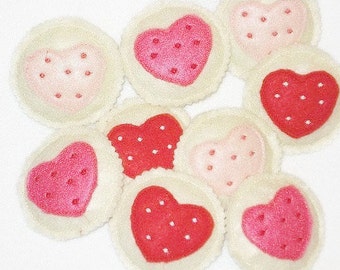 Valentine heart cookies set of 4 - Felt play food - pretend food - play kitchen food #PF2540