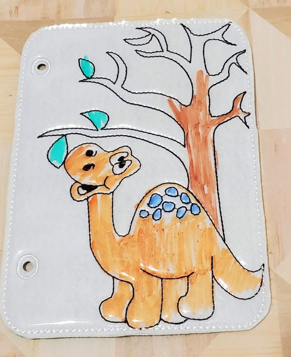 Quiet book Dinosaur with tree reusable coloring quiet book page for kids Il_570xn
