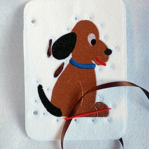 Quiet book - Puppy dog lacing page - church quiet book #QB144