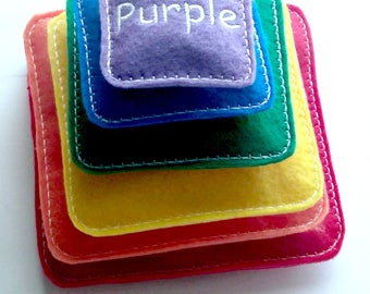 Stacking word color game-educational learning game busy bags - fine motor skills - felt toys for kids - soft learning toys - #3920