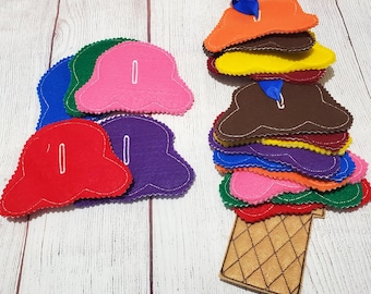 Deluxe Ice Cream Felt Button Snake -  Busy Bag for Kids -  Educational Game Learning Toy - Gift for Kids - # 3962