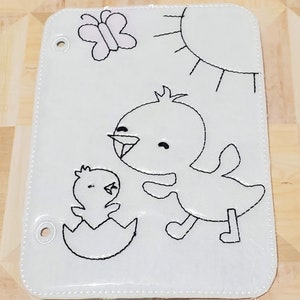 Quiet book Chick with baby reusable coloring quiet book page for kids QB193