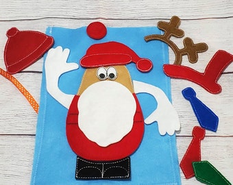 Christmas Santa Clause and reindeer felt potato head  - Wonderful stocking stuffer - Christmas activity game - #3922