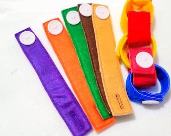 Felt Button Chain Loops, Busy Bag Quiet Book Set of 10