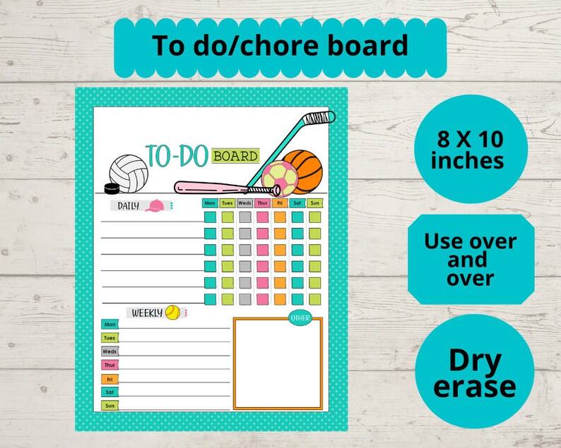 Dry Erase Chore Chart for Kids Kids to Do List Reusable Etsy