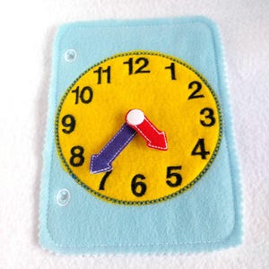Learn to tell time toddler quiet book page or felt busy book  QB149