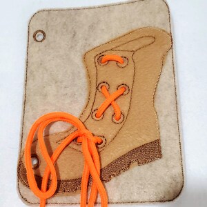 Felt quiet book Learn to tie shoe or boot lacing activity  Educational learning toy - QB210