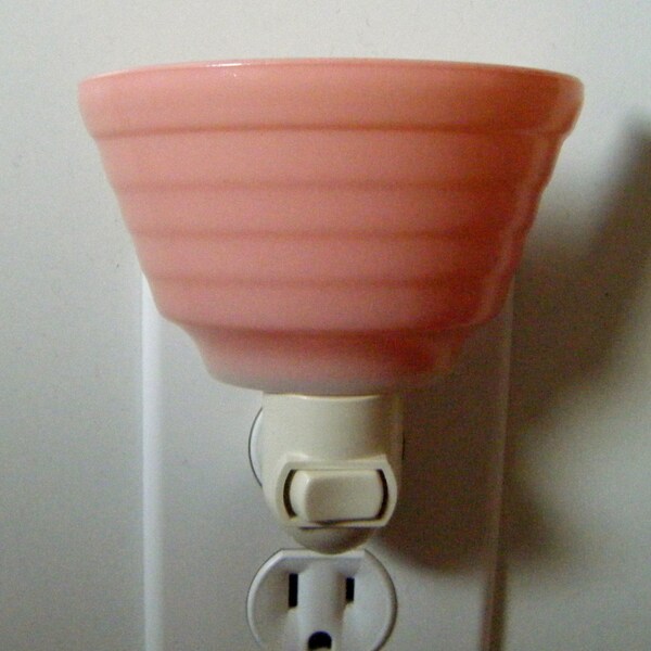 Hazel Atlas Pink Pastel Moderntone Vintage Glass Tea Cup Night Light No Handle