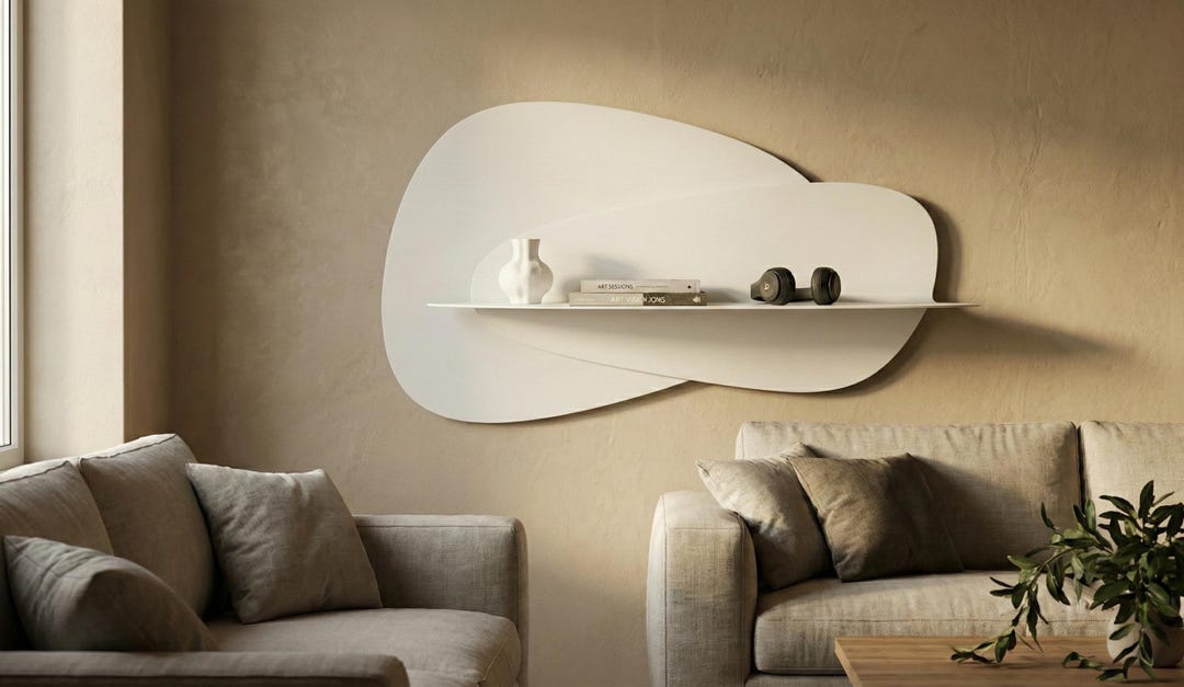 Abstract Metal Wall Shelf | Organic Floating Shelving, Modern Decor - Etsy