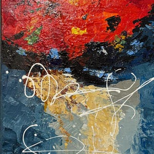 Original Abstract Textured Painting | Bold Red & Blue Modern Wall Art | Contemporary Home Decor | Large Statement Artwork