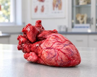 Anatomical Heart Clay Sculpture, Realistic Heart Decor, Gothic Curiosity, Medical Student Gift, 3 Sizes