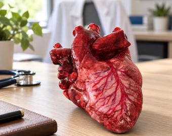 Anatomical Heart Clay Sculpture, Realistic Medical Decor, Doctor Gift, Gothic Anatomy Art