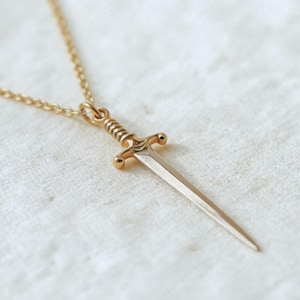 Two Tone Sword Necklace – Gothic Medieval dagger Pendant for Punk & Alternative Style
