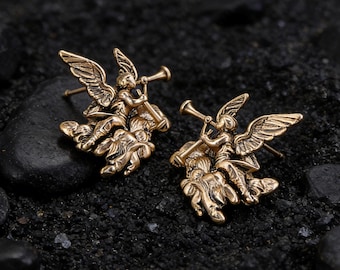 Oorbellen gevallen engel – gouden/zilveren gotische Victoriaanse sieraden