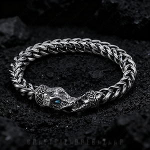 Bracelet serpent viking – Bracelet jonc gothique nordique ouroboros pour homme