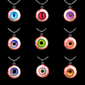 Gothic Eyeball Necklace, Handmade Blue Resin Eye Pendant, Creepy Horror Jewelry, Mysterious Punk Gift for Alt Fashion and Weird Style Lovers