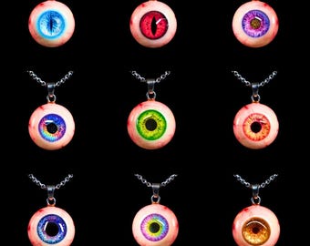 Gothic Eyeball Necklace: Handmade Blue Resin Eye Pendant