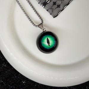 Handcrafted Green Iris & Black pupil Resin Eyeball Necklace Pendant, Gift for Goth, Eyeball Necklace, Weird Necklace