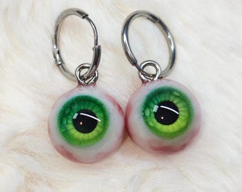 Handmade Resin Eyeball Earrings: Funky Gothic Jewelry