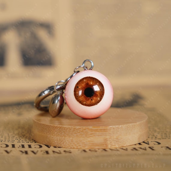 Handmade Resin Eyeball Keychain - Horror Blood Bag And Syringe