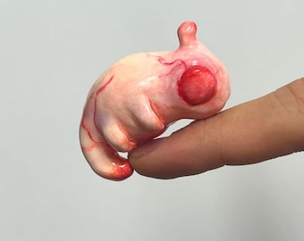 Handgefertigte Creepy Außerirdische Skulptur aus Polymer Clay