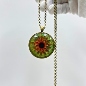 Personalized Realistic Green Eye Necklace - Realistic Iris Pendant in Antique Brass - Gothic Steampunk Fantasy Jewelry - Custom Eye
