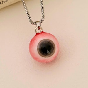 Handcrafted Black Pupil Resin Eyeball Necklace Pendant, Gift for Goth, Eyeball Necklace, Weird Necklace