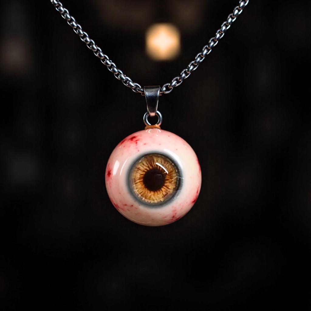 Gothic Horror Eyeball Necklace: Blue Iris Polymer Clay Pendant