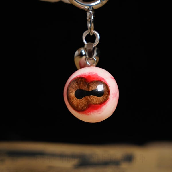 Conjoined Eyeball Keychain: Handmade Resin Horror Goth Accessory