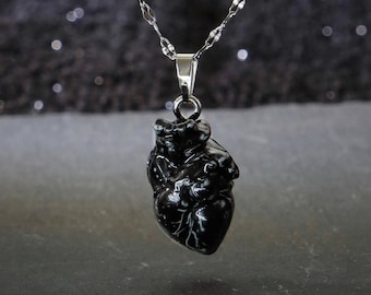 Handmade Realistic Clay Heart Necklace: Anatomical Jewelry Gift