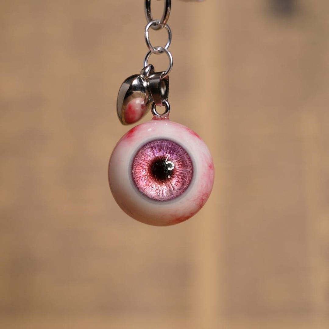 Handmade Gothic Eye Keychain: Pink Starry Eyeball