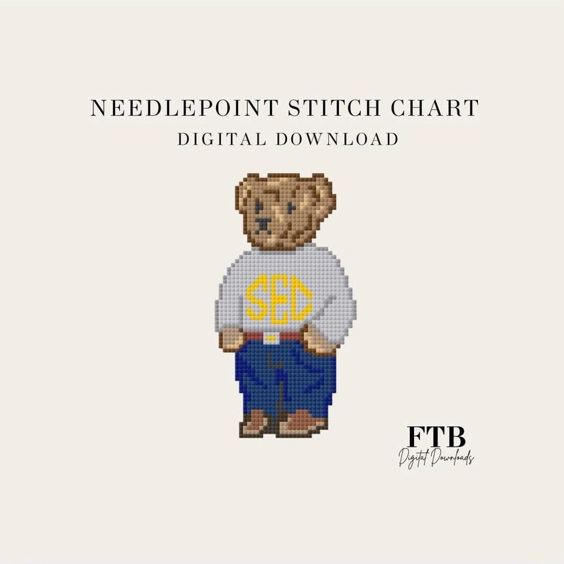 Ours en peluche inspiré de la SEC (plusieurs versions) - Tableau de broderie numérique - Téléchargement PDF image 1