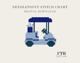 Golf Cart (Multiple Versions) - Digitale Nadelspitzen Vorlage - PDF Download