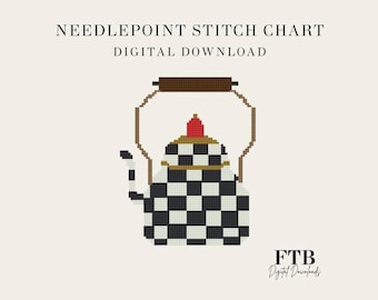 Tea Kettle (Multiple Versions) - Digital Needlepoint Chart - PDF Download