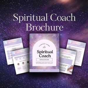 Spiritual Entrepreneur Coaching Broschüre Vorlage | 5-seitiges bearbeitbares Canva-Design | Preise, Dienstleistungen, Referenzen | Marketing-Flyer
