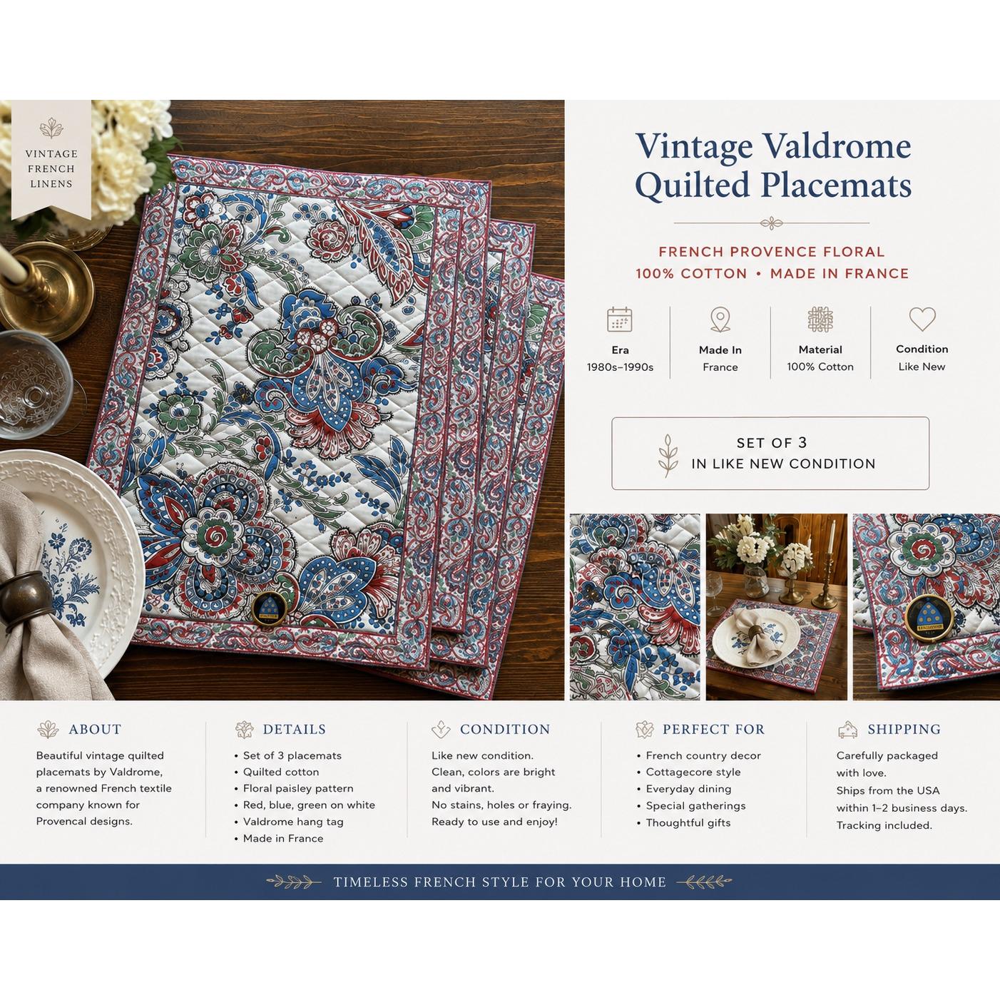 Valdrome France Placemat - Etsy