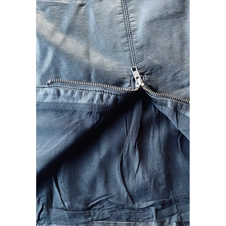 Vintage Clothing | Free People | Black Vegan Leather | Mini Skirt | Zipper Detail | Women | Y2K image 12