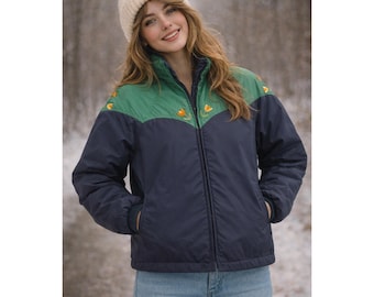 Vintage Frostline Kit Puffer Jacket | Embroidered Floral Color Block Coat