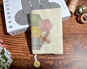 Handmade A6 Patchwork Notebook Cover: Linen-Cotton Journal, Adjustable