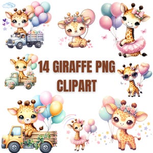 Cute Baby Giraffe PNG Clipart, Safari Jungle Animal Nursery Decor, Digital Download
