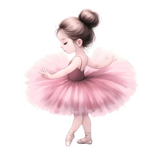 12 Watercolor Ballerina PNG Clipart Bundle, Princess Ballet Girl with Tutu, Digital Download