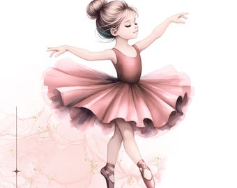 12 Watercolor Ballerina PNG Clipart Bundle, Princess Ballet Girl with Tutu, Digital Download