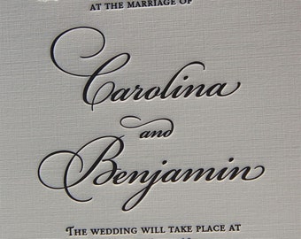 Letterpress Wedding Invitation Sample, Wedding Invitation, Calligraphic Wedding Invitation, Classic Wedding Invitation, Wedding invitations