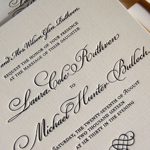 Letterpress Wedding Invitation Sample, Wedding Invitation, Traditional Wedding Invitation, Invitation Suite, Custom Wedding Invitations