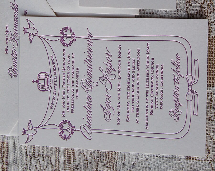 Letterpress Wedding Invitation Sample Wedding invitation Etsy
